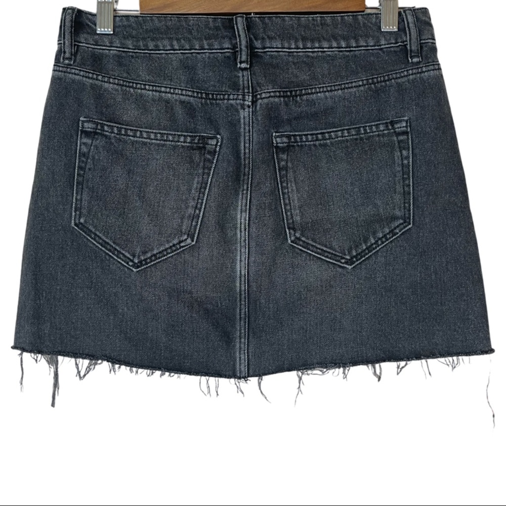 ALLSAINTS Black Raw Hem Studded Denim Mini Skirt Size US 6 - Picture 5 of 7